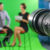 Recording live talk show between journalist and star at tv green screen studio